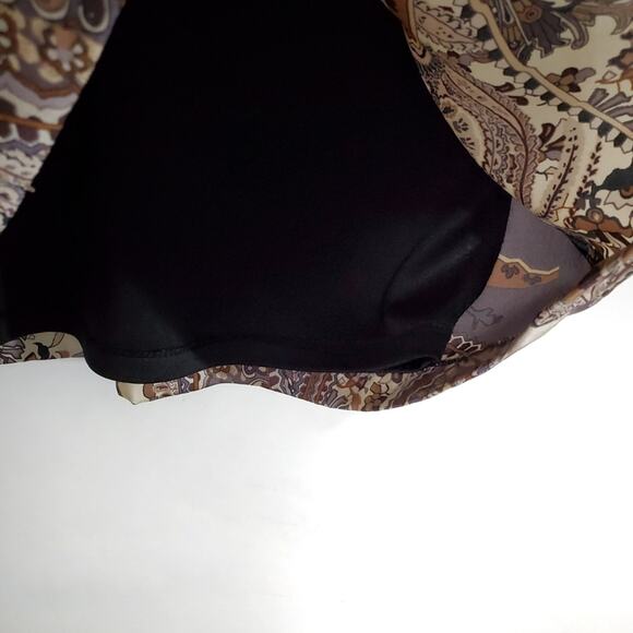 Maggy London | Drapey Mixed Pattern 3/4 Sleeve Silky Dress with Pockets - Picture 6 of 8